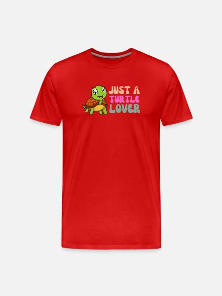 Adorable Turtle Lover Illustration - Men's Premium Organic T-Shirt - red