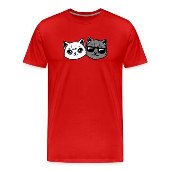 Süße Kätzchen Cooles Katerpaar Schwarz-Weiß Katzen - Männer Premium Bio T-Shirt - Rot - Vorne - Damien (186cm)