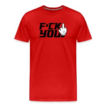 Doigt d’honneur F_ck toi - T-shirt bio Premium Homme - rouge - Devant - Damien (186cm)