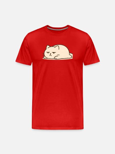 Sleeping cat in kawaii style - Men's Premium Organic T-Shirt - red