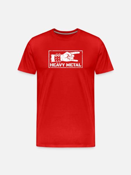 MetalhandHeavy Metal Rock Hand – Distressed Design - Men's Premium Organic T-Shirt - red
