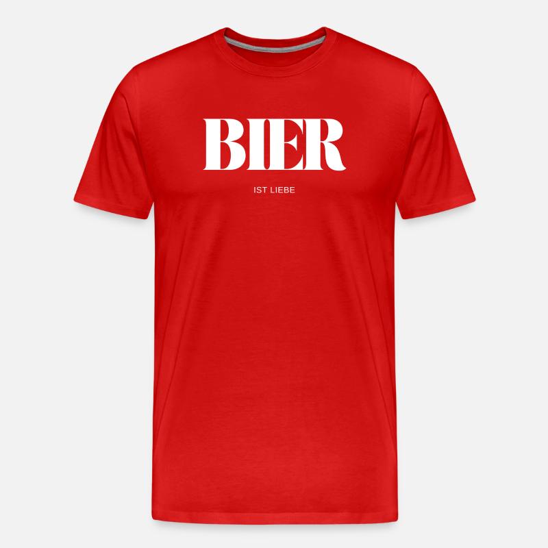 Bier ist Liebe - Männer Premium Bio T-Shirt - Rot