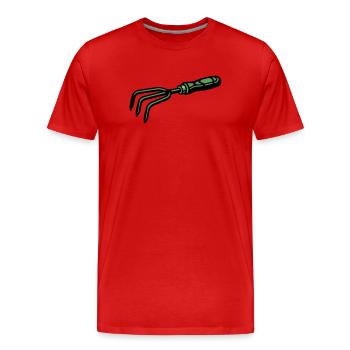 Icône de cultivateur à main griffue de jardin - T-shirt bio Premium Homme - rouge - Devant - Damien (186cm)