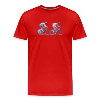 Double course Sprint Cyclisme - T-shirt bio Premium Homme - rouge - Devant - Damien (186cm)