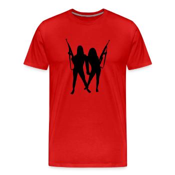 Womans and Guns - Männer Premium Bio T-Shirt - Rot - Vorne - Damien (186cm)