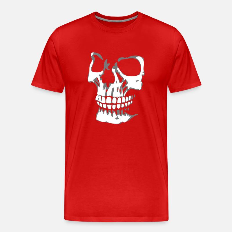 Skullface 3D left - Männer Premium Bio T-Shirt - Rot