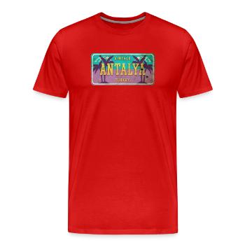 Antalya Turkey Beach Vintage Sign - Men's Premium Organic T-Shirt - red - Front - Damien (186cm)