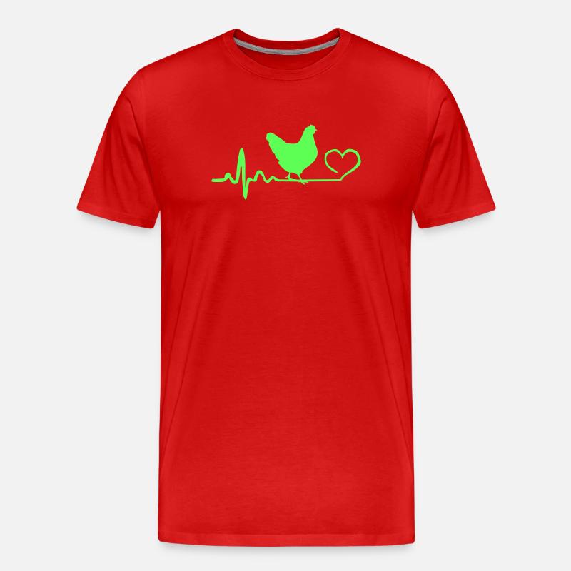 Huhn Hühnerliebe Herzschlag - Männer Premium Bio T-Shirt - Rot