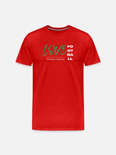 Ich liebe Fußball grün - Männer Premium Bio T-Shirt - Rot