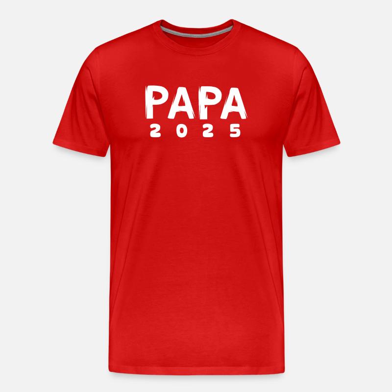 papa 2025 - Vaterschaft und Geburt - Männer Premium Bio T-Shirt - Rot