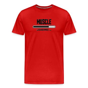 Muscle Loading Progress - Men's Premium Organic T-Shirt - red - Front - Damien (186cm)