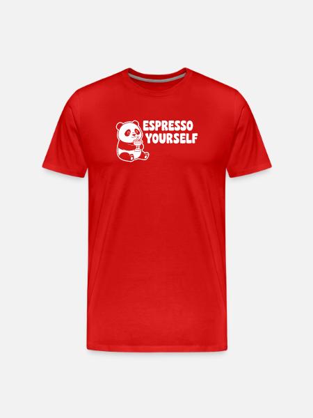 Panda Espresso Yourself Motif - T-shirt bio Premium Homme - rouge