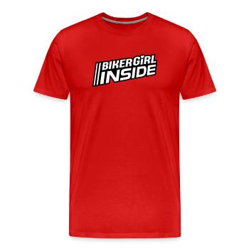 Biker Girl inside lettering (colors can be changed) - Men's Premium Organic T-Shirt - red - Front - Damien (186cm)