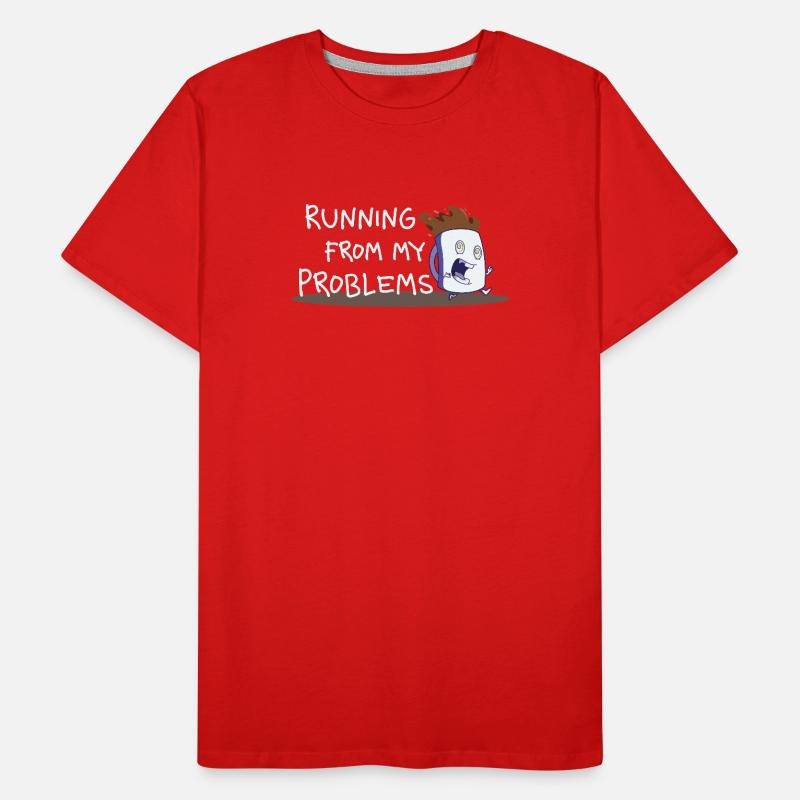 Running from My Problems – Coffee Cartoon Men's Premium Organic T-Shirt