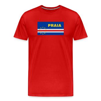 Praia in Cabo Verde Flag - Men's Premium Organic T-Shirt - red - Front - Damien (186cm)