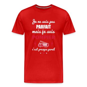 pas parfait pompier - T-shirt bio Premium Homme - rouge - Devant - Damien (186cm)