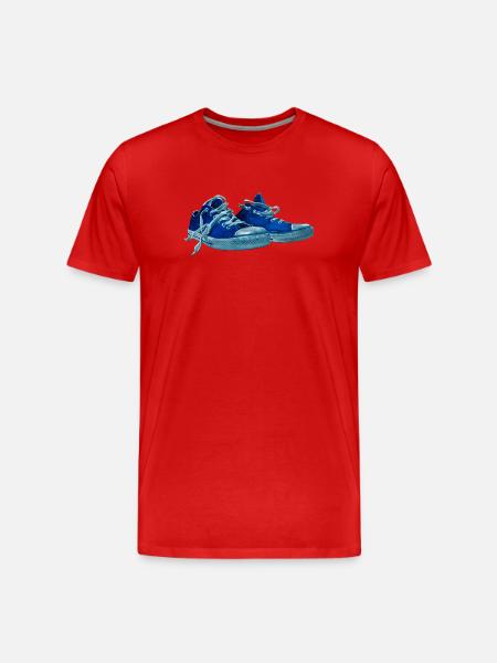Blauer Sneaker Druck - Männer Premium Bio T-Shirt - Rot