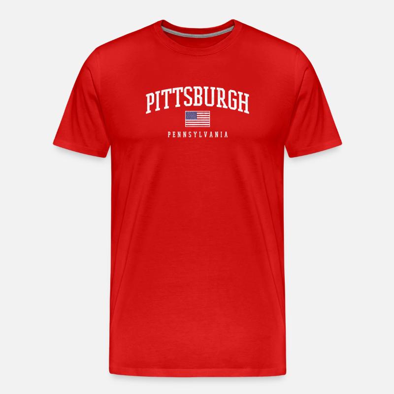Arc de Pittsburgh avec drapeau - T-shirt bio Premium Homme - rouge