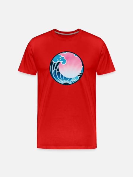Rosa Kanagawa - Männer Premium Bio T-Shirt - Rot