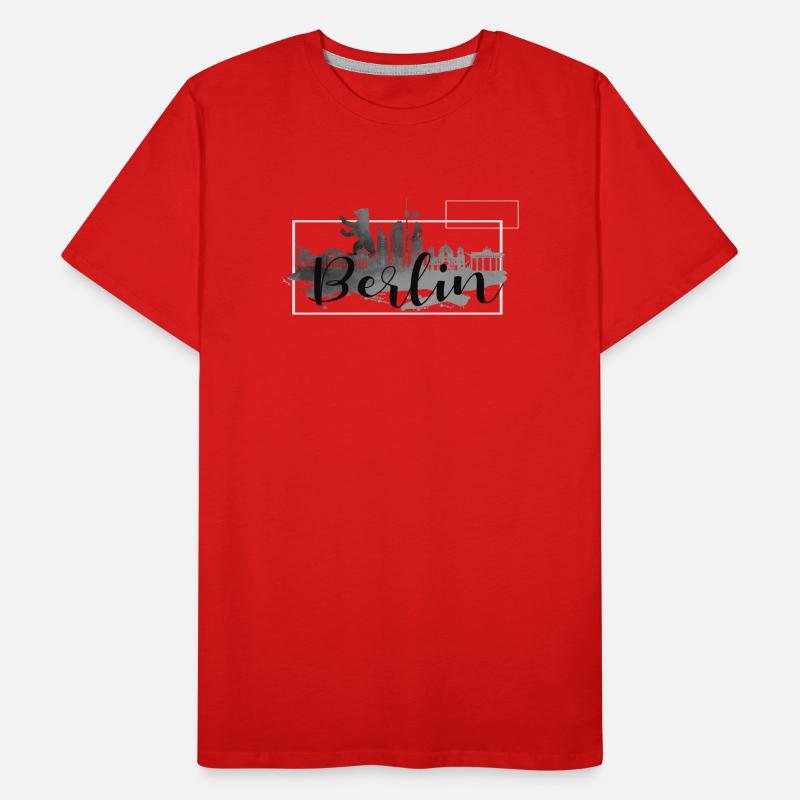 Ligne d’horizon de Berlin avec lettrage et ours de Berlin T-shirt bio Premium Homme