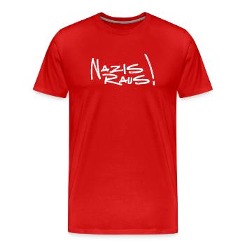 Nazis raus - Männer Premium Bio T-Shirt - Rot - Vorne - Damien (186cm)