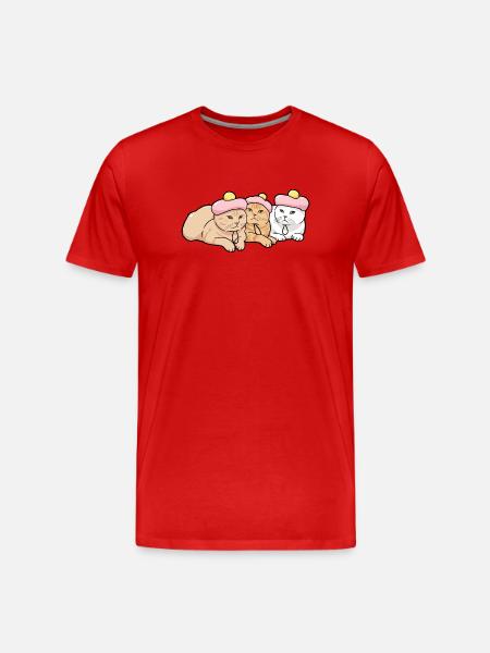 Pink Pastry Hatted Kittens - Men's Premium Organic T-Shirt - red