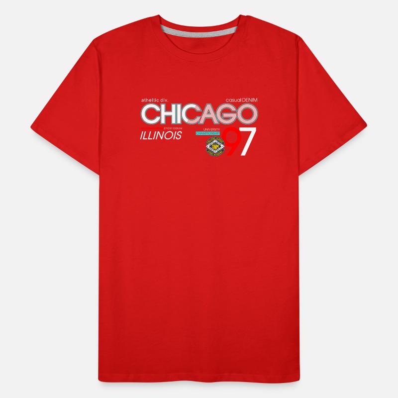 Conception typographique de la ville sportive de Chicago T-shirt bio Premium Homme