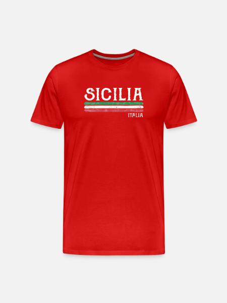 Sicilia Italia Distressed Flag - Men's Premium Organic T-Shirt - red