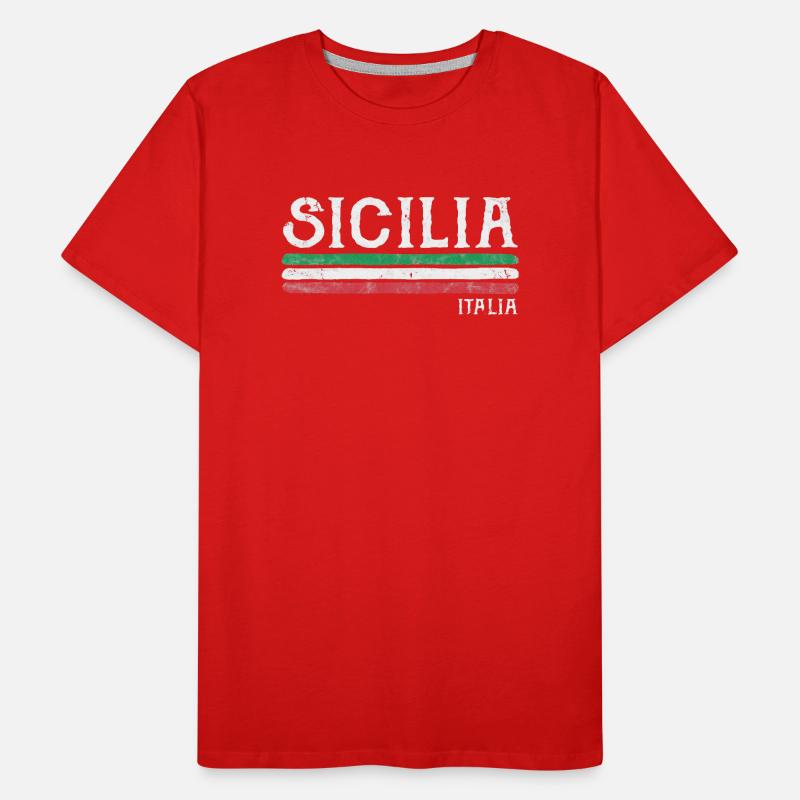 Sicilia Italia Distressed Flag Men's Premium Organic T-Shirt