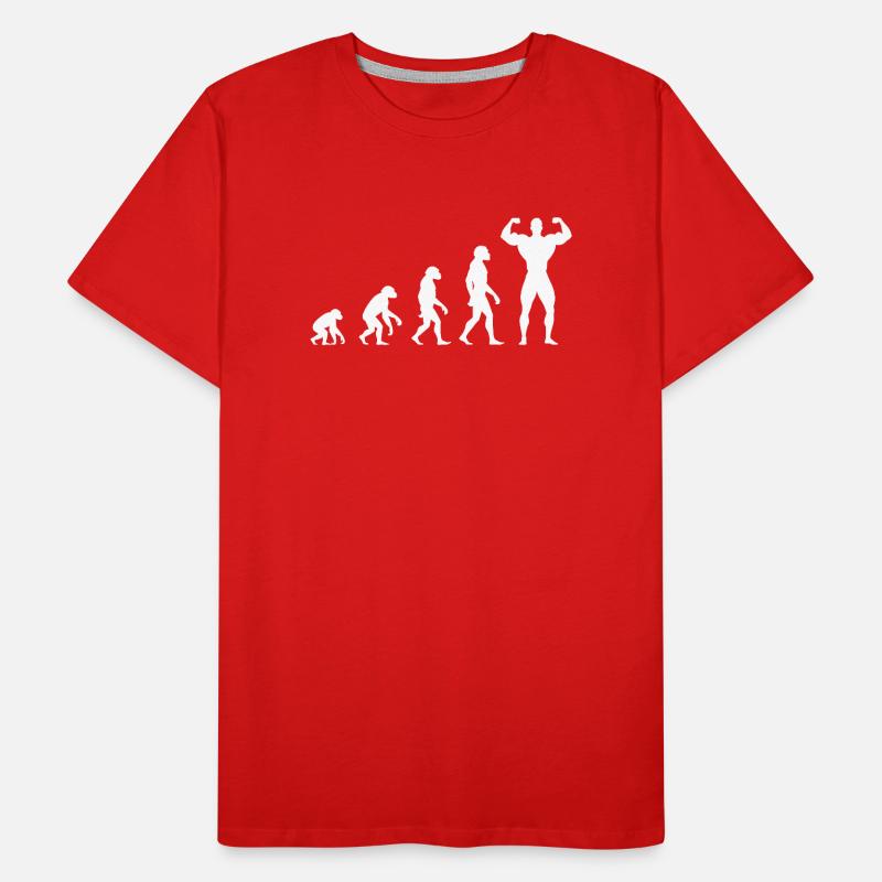 Evolution vom Urmenschen zum Muskelprotz Männer Premium Bio T-Shirt