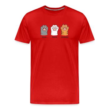 Katzen Pfoten Schere Stein Papier - Lustiges Spiel - Männer Premium Bio T-Shirt - Rot - Vorne - Damien (186cm)