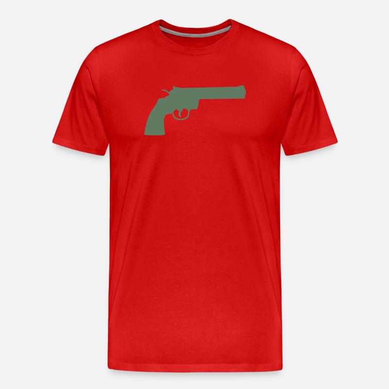 Grüne Revolver-Silhouette - Männer Premium Bio T-Shirt - Rot