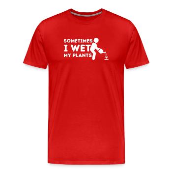 Parfois, je mouille mes plantes - T-shirt bio Premium Homme - rouge - Devant - Damien (186cm)