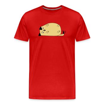 Hund schaut auf den Schwanz - Männer Premium Bio T-Shirt - Rot - Vorne - Damien (186cm)