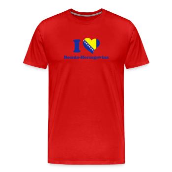Ich liebe Bosnien und Herzegowina - Männer Premium Bio T-Shirt - Rot - Vorne - Damien (186cm)