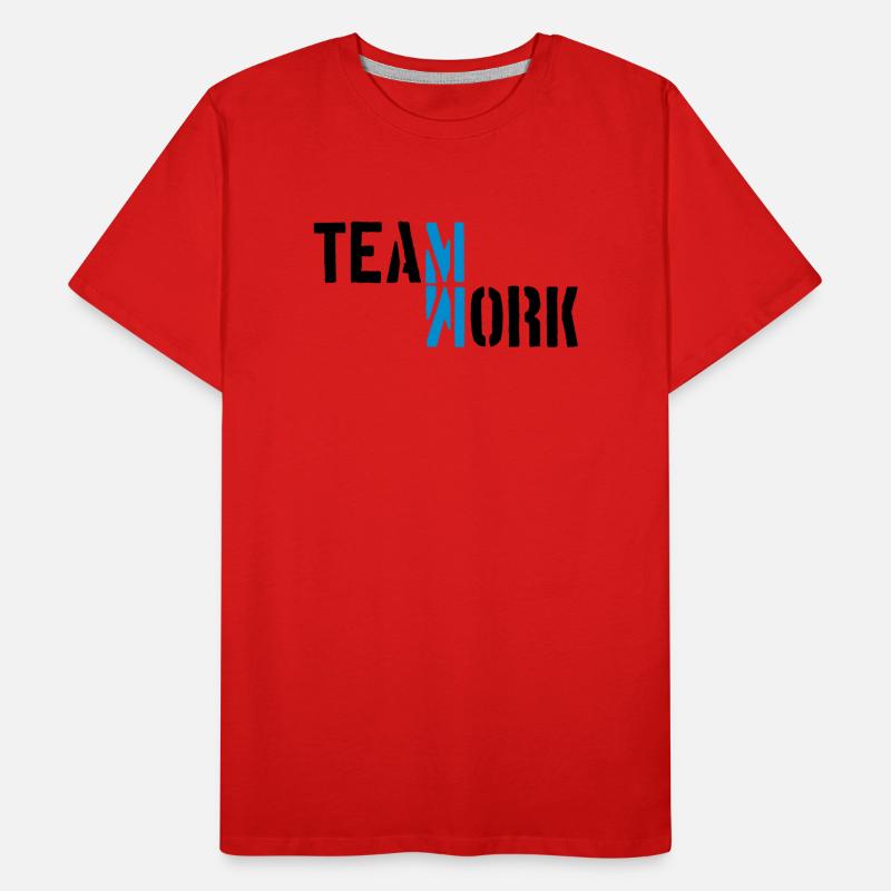 Blau Teamwork Schatten gespiegelt Logo Design Crew Männer Premium Bio T-Shirt