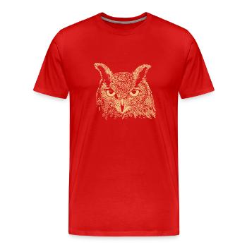 Eule - Männer Premium Bio T-Shirt - Rot - Vorne - Damien (186cm)
