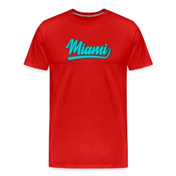 Turquoise néon de Miami - T-shirt bio Premium Homme - rouge - Devant - Damien (186cm)