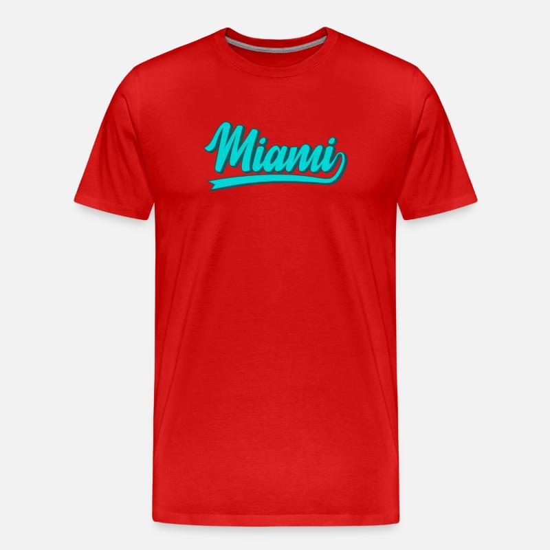 Miami Neon Script Turquoise - Männer Premium Bio T-Shirt - Rot