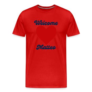 Matteo willkommen - Männer Premium Bio T-Shirt - Rot - Vorne - Damien (186cm)