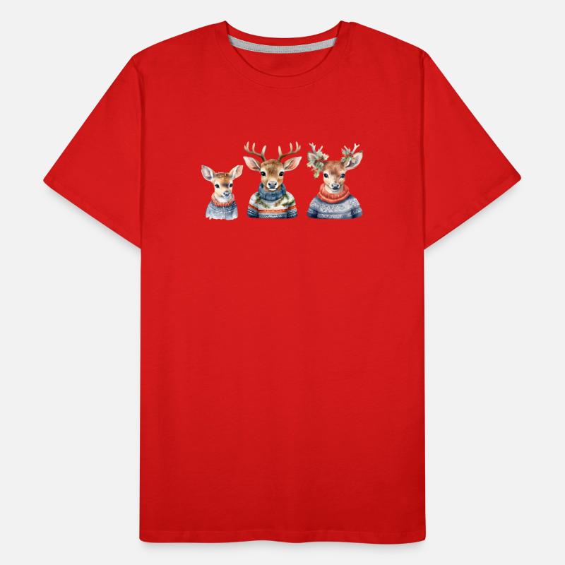 Winterhirsche Pullover-Trio Männer Premium Bio T-Shirt