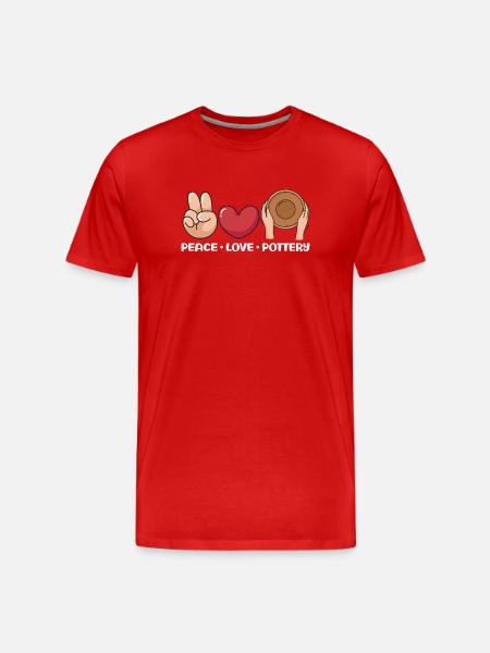 Peace Love Pottery Art Joy - Men's Premium Organic T-Shirt - red