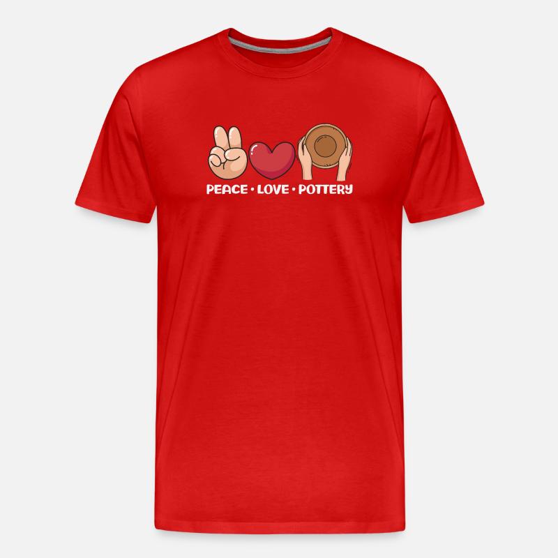 Peace Love Pottery Art Joy - Men's Premium Organic T-Shirt - red