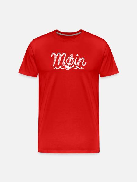 Moin mit Anker - Männer Premium Bio T-Shirt - Rot