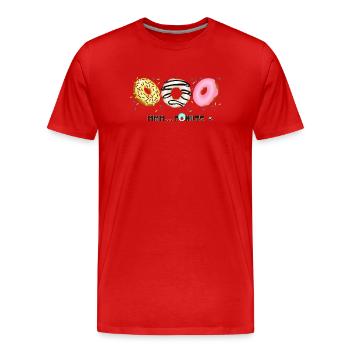 Glasierte Donuts mit Sprinkles Abbildung - Männer Premium Bio T-Shirt - Rot - Vorne - Damien (186cm)
