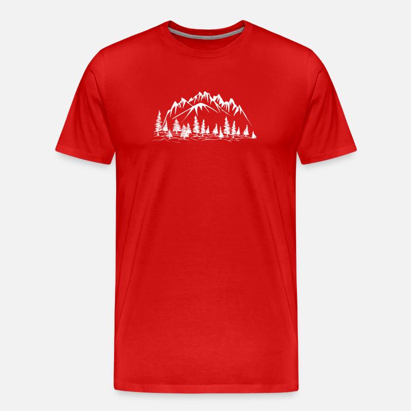 Berglandschaft mit Nadelbäumen - Männer Premium Bio T-Shirt - Rot