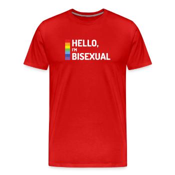 Bonjour, je suis bisexuel - T-shirt bio Premium Homme - rouge - Devant - Damien (186cm)