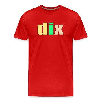 DIX 10 ans 10e anniversaire - T-shirt bio Premium Homme - rouge - Devant - Damien (186cm)