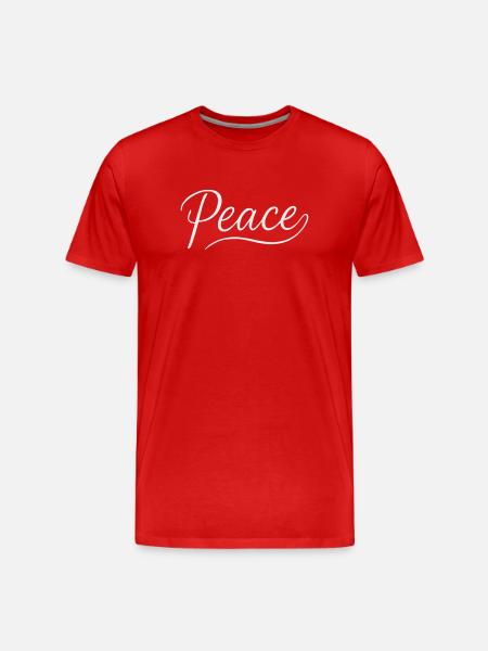 Peace Lettering Cursive Font - Men's Premium Organic T-Shirt - red