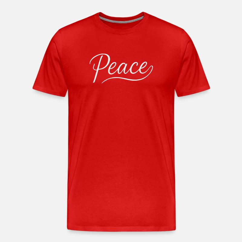 Peace Lettering Cursive Font - Men's Premium Organic T-Shirt - red